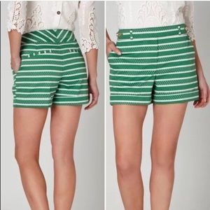 Anthro Meadow Rue Green & White Striped Shorts